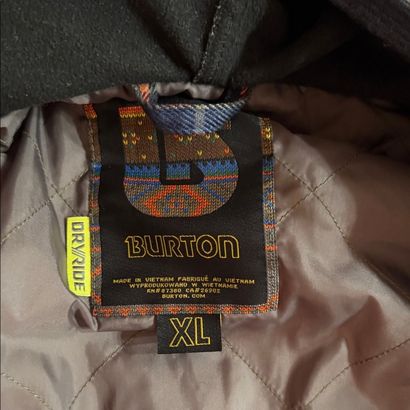 Burton Plaid Hooded Jacket - Blue and Olive Green, Orange - Picture 3 of 10